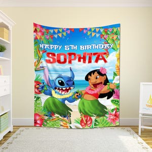 Stitch Banner, Birthday Banner, Stitch Party Birthday, Stitch Birthday Sign, Lilo and Stitch Party Backdrop, Lilo Stitch Banner D2FQ04