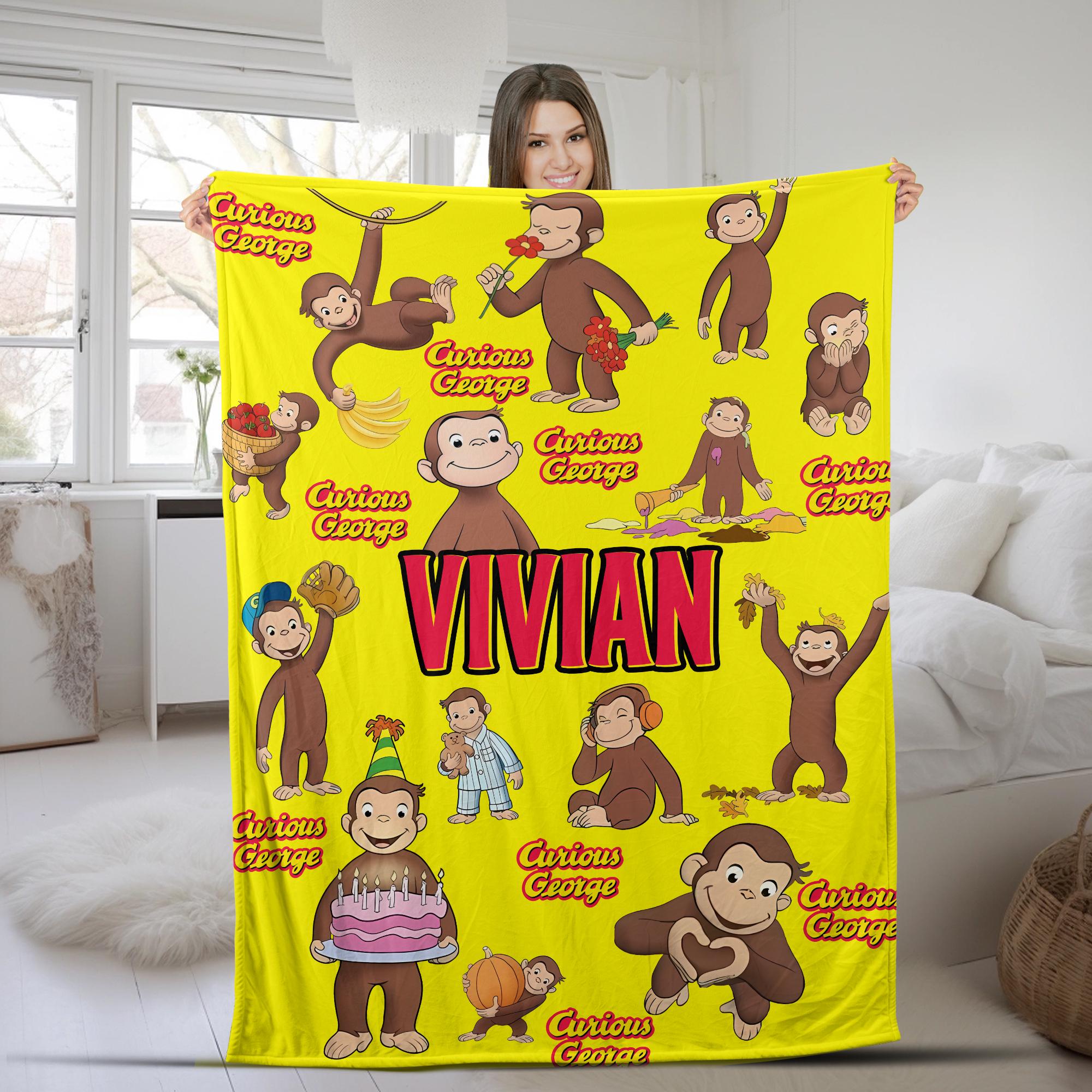 Discover Personalized Curious George Blanket, Curious George Blanket, Custom Name Blanket, Birthday Gifts
