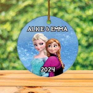 Adorno navideño personalizado de Frozen, adorno navideño de Elsa, adorno de Elsa Anna Olaf, decoración de árbol de Navidad de Disney, recuerdo de Frozen D1JU19