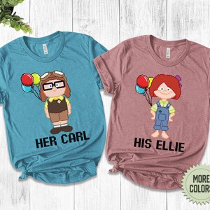 Disney Pixar Up Couple His Ellie Her Carl Shirt,Disney Up Movie Balloons Adventure Is Out There, Disney Honeymoon Up House Mr and Mrs NEUC16