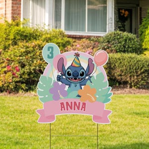 Lilo and Stitch Big Cutouts, Luau, Hawaiian Beach Theme Party Decor, Aloha, Party Decoration, Birthday, Stand Up Prop, Lawn Sign D2IB12