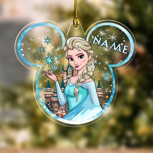 Adorno navideño personalizado de Frozen, adorno navideño de Elsa, adorno de Elsa Anna Olaf, decoración de árbol de Navidad de Disney, regalo de recuerdo de Frozen para niños D1MK16