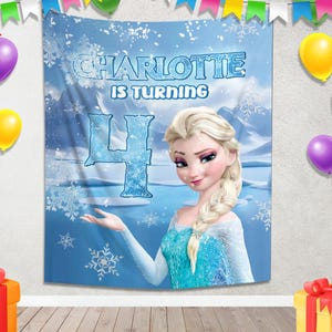Frozen Elsa Anna Birthday Party Banner/Frozen Birthday Backdrop/Frozen Party Decoration/Frozen Birthday Banner/Kids Birthday Decor C1EZ14