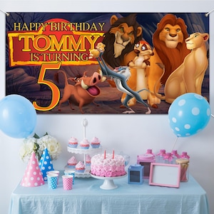 Disney Lion King Birthday Backdrop Banner, Simba Backdrop Banner, Lion King Birthday Party Banner Decoration NGQ325