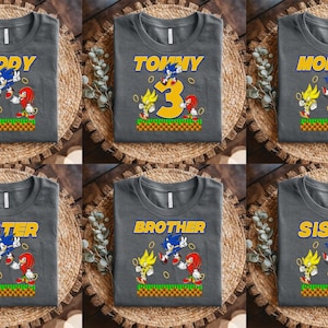 Custom Sonic the Hedgehog Birthday Shirt, Personalized for Boys Girls and Family, Sonic Party Shirt,Kid Party Tee,Family Birthday Tee D2G215