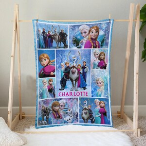 Disney Frozen Velvet Blanket, Disney Elsa Anna Blanket, Princess Blanket, Custom Blanket with Name, Disney Movies Blanket, Disneyland NETF35