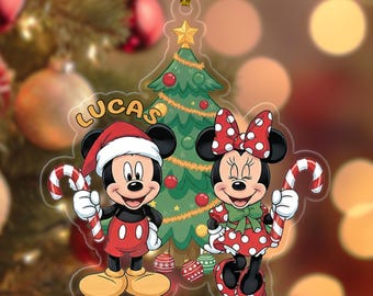 2025 Custom Santa Disney Mickey and Minnie Christmas Ornament