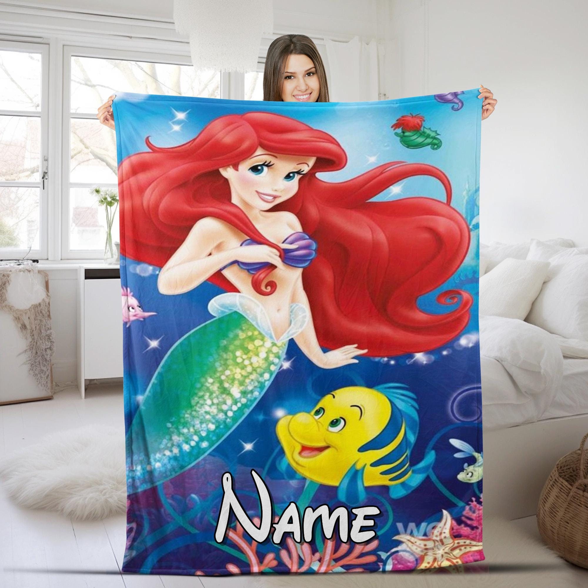 Personalized The Little Mermaid Blanket Ariel Princess Fleece Blanket Disneyland Princess Birthday Gift Christmas Gift For Kids Girls D1KI10