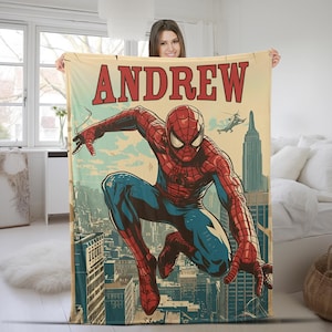 Custom Spiderman Blanket , Spider Hero Gift For Kids , Spider Birthday Theme Party, Superhero Birthday Gift For Kids NGOY12