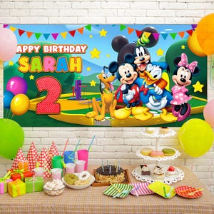 Mouse Clubhouse Birthday Backdrop, Mouse Clubhouse Banner, Mickey Birthday Banner, Disney Mouse Banner, Mouse Backdrop D2FO03