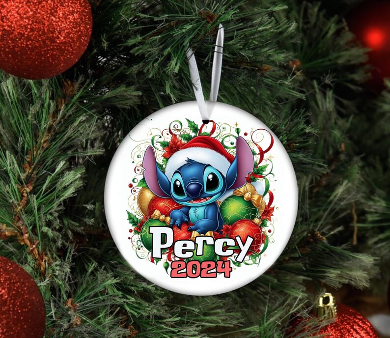 Personalized Disney Stitch Christmas Ornament, Stitch Christmas