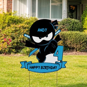 Personalized Ninja Yard Sign, Ninja Birthday Party Lawn Decor, Cartoon Ninja Cutout for Kids, Outdoor Ninja Entrance Decoration NFYF10-2