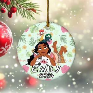 Personalized Princess Christmas Ornament, Princess And Pig Pet Customized 2024 Christmas Tree Decor, Princess Hei Hei Gift For Kid BYKI15
