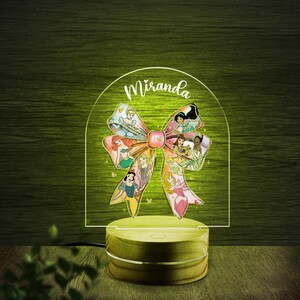 Personalized Disney Princess Castle Night Light, Custom Name Baby Girl Room Decor, Disney Princess Birthday Gift for Her D2JT34
