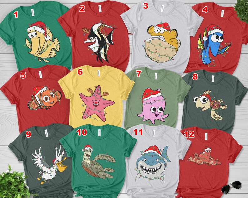 Disney Finding Nemo Characters Christmas Lights Shirt, Disney Christmas