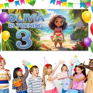 Moana Birthday, Moana Birthday Banner, Custom Moana Backdrop, Kids Birthday Decor, Custom Birthday Backdrop D2FQ09