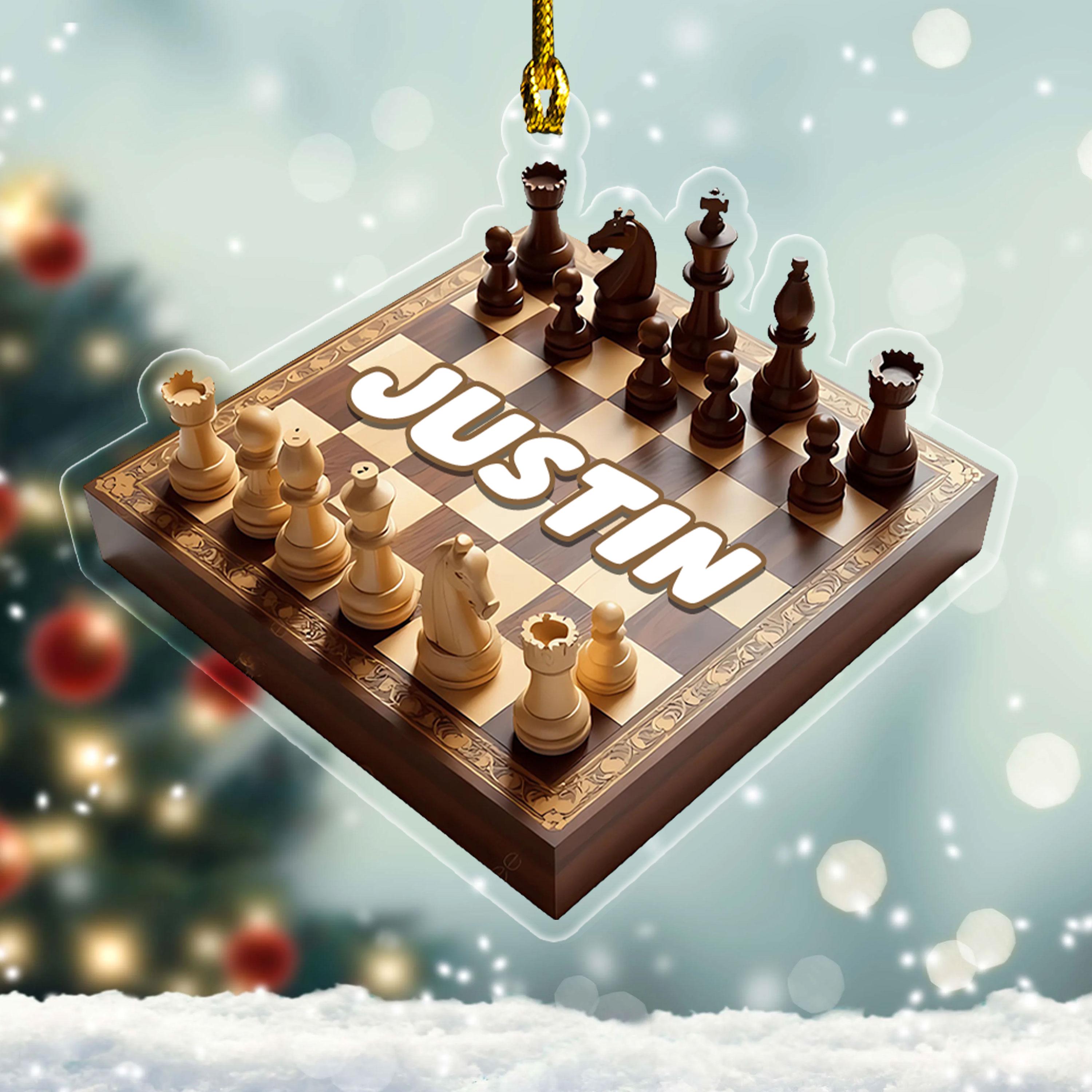 Custom Chess Board Christmas Ornament, Personalized Chess Ornament ...