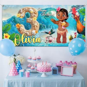 Personalized Moana Birthday Backdrop, Moana Birthday Decor, Printable Moana Birthday Kids Birthday D2FA09