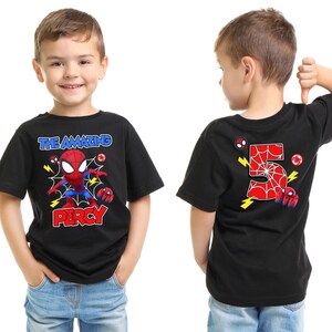 Custom Spiderman Birthday Boy Shirt, Family Birthday Shirt, Custom Age Birthday Shirt, Spider Custom Birthday Shirt, Spider Kid Shirt NGRT08