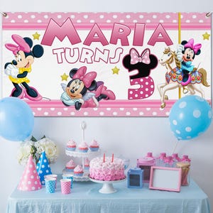 Minnie Mouse birthday backdrop, Minnie Mouse birthday banner, Minnie Mouse Decoration party, Minnie Mouse Background C1GX22