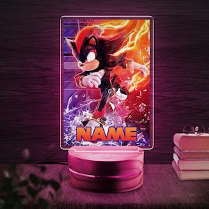 Custom Name Shadow Hedgehog Night Light, LED Personalized Night Light, LED Lamp, Color LED Night Light Lamp, 3D Lamp, Engrave, Sonic NGOZ07