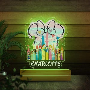 Personalized Disney Princess Castle Night Light, Custom Name Baby Room Decor, Disney Princess Birthday Gift for Her, Disneyland Lamp C1HH21