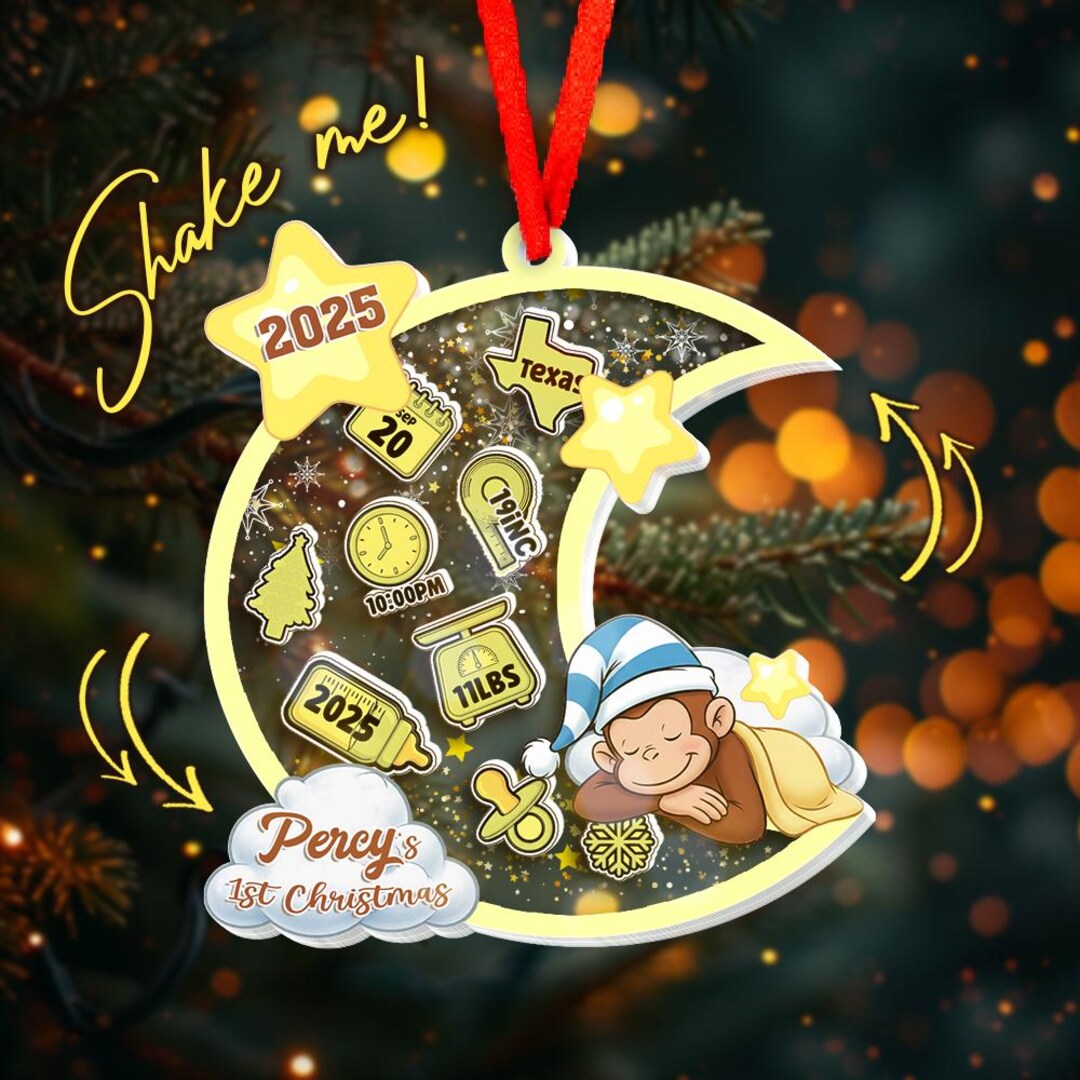 Personalized Curious George Shaker Ornament, Custom Curious George ...