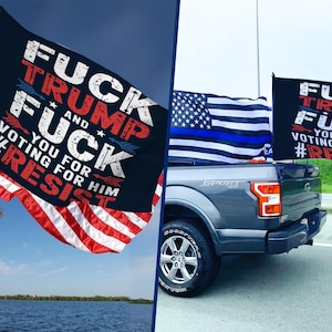 F*ck Trump And F*ck You For Voting Trump,Garden Flag,Fuck Trump Flower Design Flag,Anti Trump Flag,Anti Maga Democrat GardenFlag Gift C1EU20