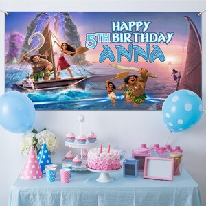 Moana Birthday, Moana Birthday Banner, Custom Moana Backdrop, Kids Birthday Decor, Custom Birthday Backdrop D2E408