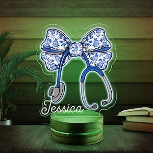 Nurse Personalized Night light, Caduceus Doctor gift, Custom Night light for medical, Nurse Appreciation Day Gift, Stethoscope C1FR17