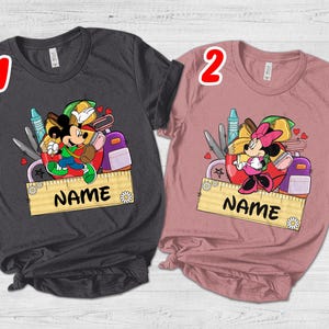 Personalized Disney Teacher Shirt, Mickey and Minnie Mouse Teacher Outfit, Custom Teacher Appreciation Tee, 100 Days of School Shirt JBUT23