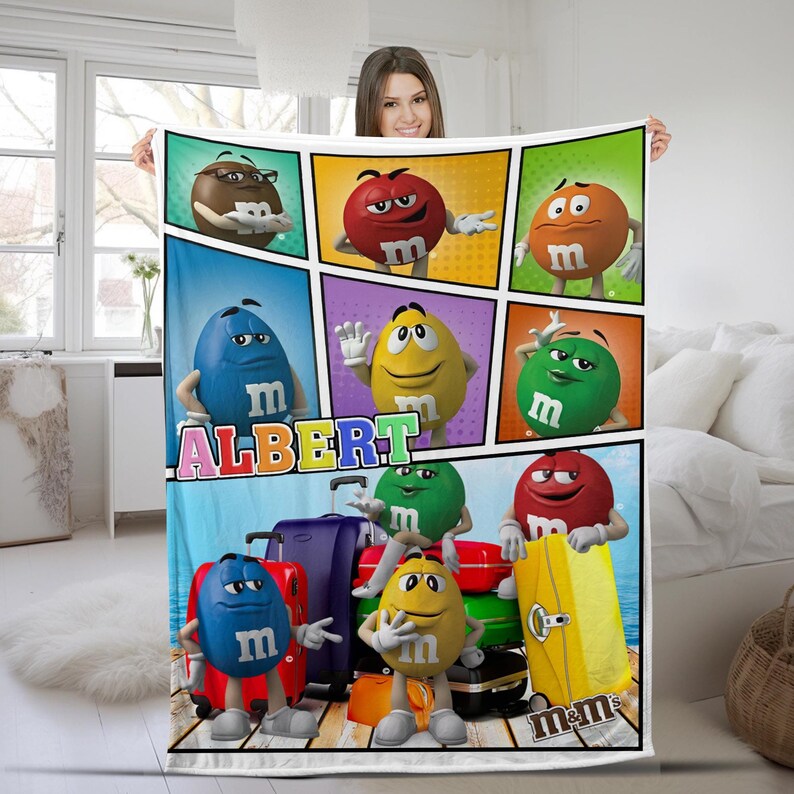 Personalized M and M Blanket Mms World Fleece Blanket M and M Candy