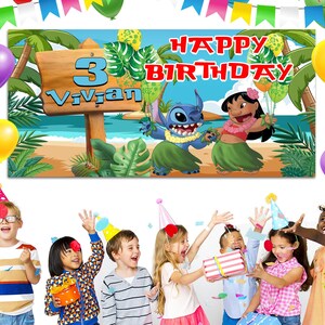 Lilo And Stitch Birthday Backdrop, Lilo And Stitch Personalized Birthday Banner,Lilo And Stitch Birthday Party C1HK12