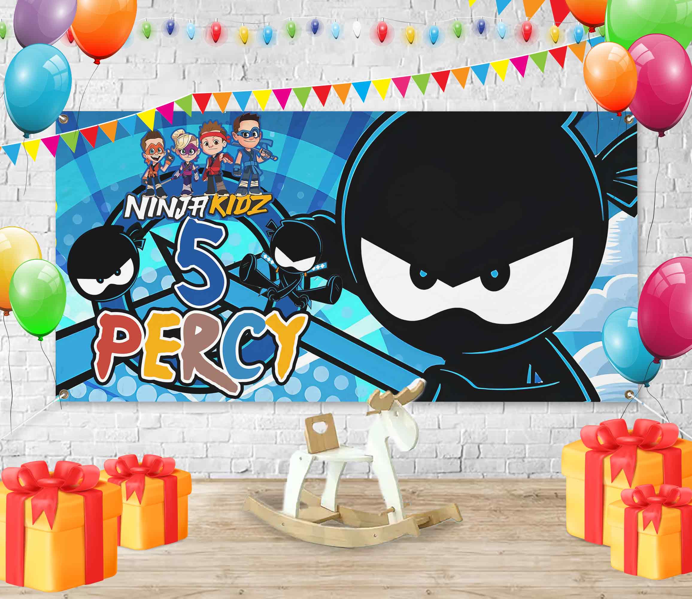 Ninja Girl Birthday Party Decorations Kit - Pink Happy Birthday Banner, Balloons, Cake Toppers - 25 Piece Party Supplies