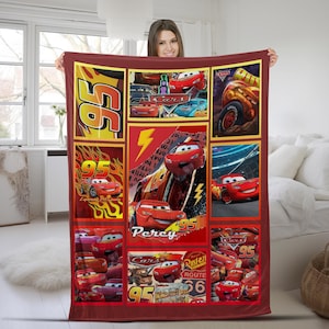 Personalized Lightning McQueen Blanket Lightning McQueen Fleece Blanket Cars Birthday Blanket Cars Christmas Gifts For Kids BYJM04