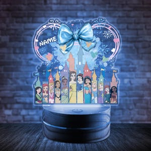 Personalized Disney Princess Castle Night Light, Custom Name Princess Led Light,Disney Princess Birthday Gift for Her,Disneyland Lamp NFYL07