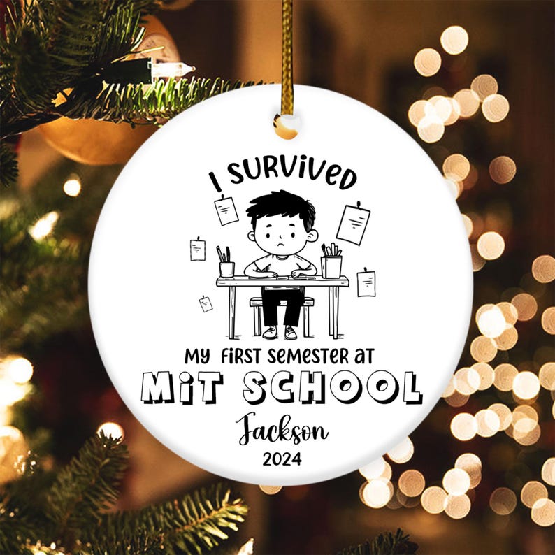 I Survived My First Semester Ceramic Ornament, Freshman Year Christmas ...
