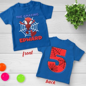 Custom Spiderman Birthday Boy Shirt,Family Birthday Shirt,Custom Age Birthday Shirt,Spider Web Shirt,Custom Birthday Shirt,Spider Tee BZFP08