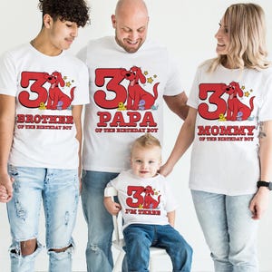 Personalized Name And Age Clifford the Big Red Dog Family Birthday Shirt, Clifford Dog Birthday Party Tee,Clifford Dog Matching Shirt JCNN05