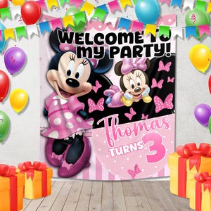 Minnie Mouse Backdrop, Minnie Mouse Banner, Minnie Mouse Printable Backdrop BZDQ20