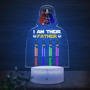 Custom I Am Their Father Night Light, Star Wars Fathers Day Gift for Dad, Personalized Dad LED Night Light JCNY04