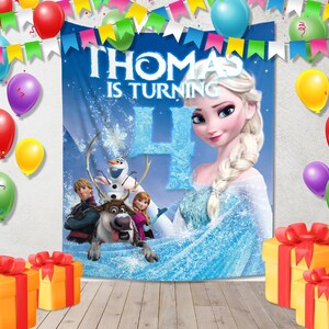 Custom Backdrop, Disney Frozen Party Decorations, Princess Elsa Birthday Banner, Personalize Birthday Gift for Girls, Disney Movie NGP022