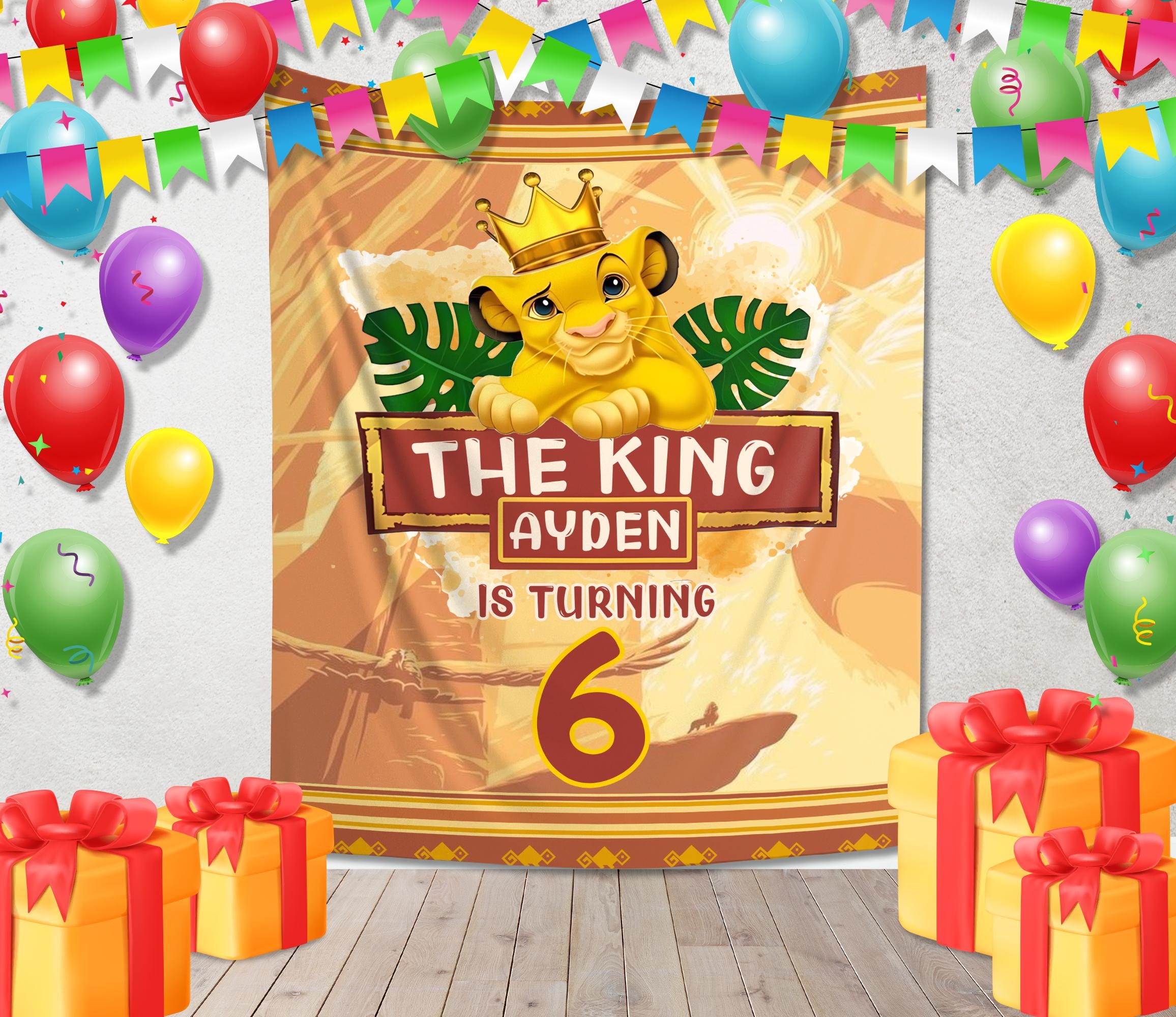 Décoration Fond D'événement Rond Le Roi Lion Simba - Pour Baby Shower Ou Anniversaire