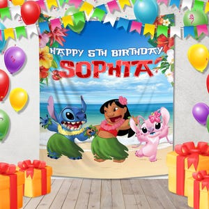 Stitch Banner, Birthday Banner, Stitch Party Birthday, Stitch Birthday Sign, Lilo and Stitch Party Backdrop, Lilo Stitch Banner D2F112