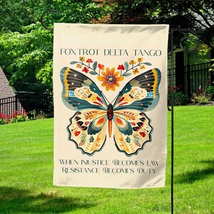 FDT Floral Protest Garden Flag, Subtle Anti-President Banner, Vintage Political Decor, 8647 Yard Sign,Stylish Resistance Outdoor Flag NGPM08