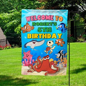 Finding Nemo Birthday Flag, Finding Nemo Birthday Party, Finding Nemo Party Decor, Finding Nemo Decorations Flag D2JR44