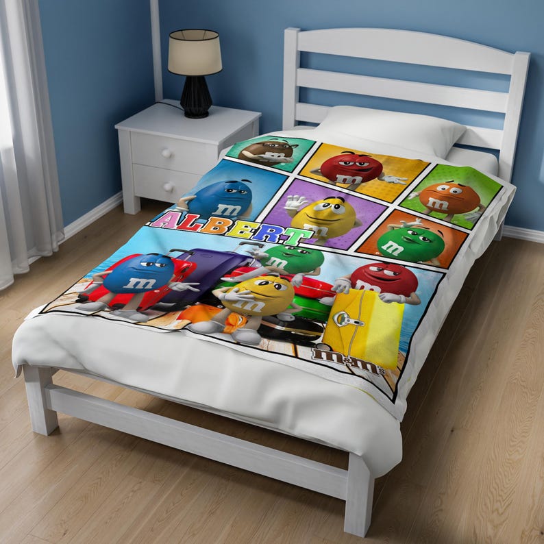 Personalized M and M Blanket Mms World Fleece Blanket M and M Candy