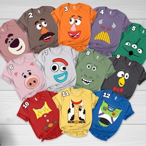 Toy Story Characters Costume Halloween T-Shirt, Woody Buzz Lightyear Head Costume Spooky Season Shirt,Family Matching Halloween Shirt D1HC30