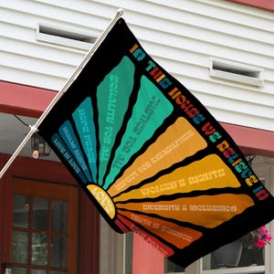 In This Home We Believe In Flag, Hate Has No Home Here Garden Flag, Kindness Social Justice Lawn Flag Progressive Outdoor Flag Peace C1F114