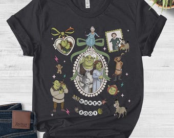 Coquette Bows Locket Shrek Shirt, Fiona Donkey Lord Farquaad Gingerbread Man Group Shirt, Shrek Birthday Boy, Shrek Family Matching NGQP12